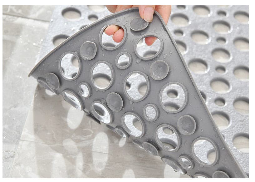 Grey PVC Rubber Shower Rug Non-Slip Bathroom Shower Mat.